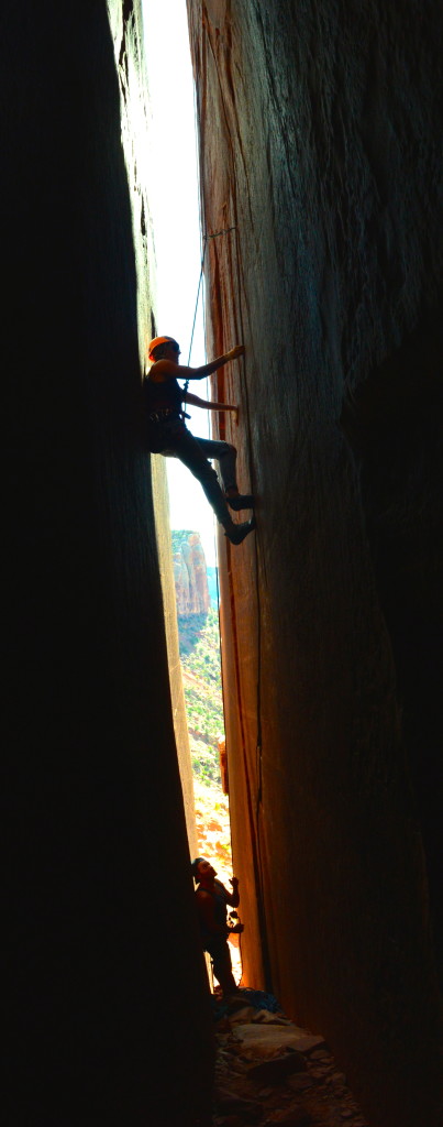 Chimney climbing